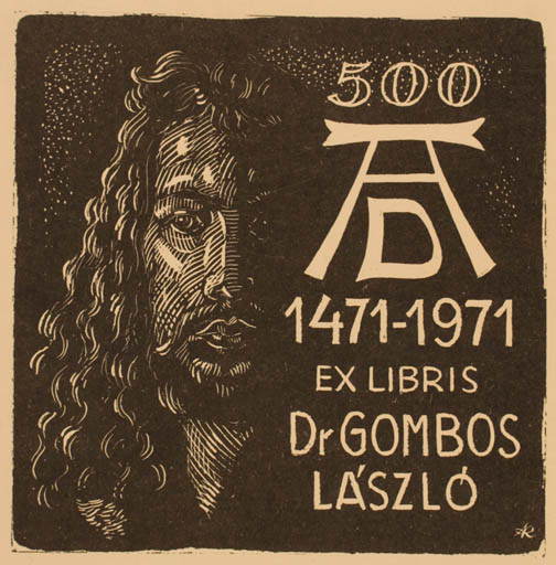 Exlibris by Jenö Kertes-Kollmann from Hungary for Gombos Lászlo - Portrait 