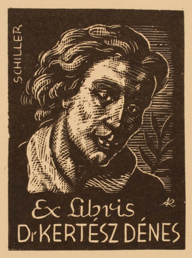 Exlibris by Jenö Kertes-Kollmann from Hungary for Dr. Denes Kertesz - Literature Portrait 