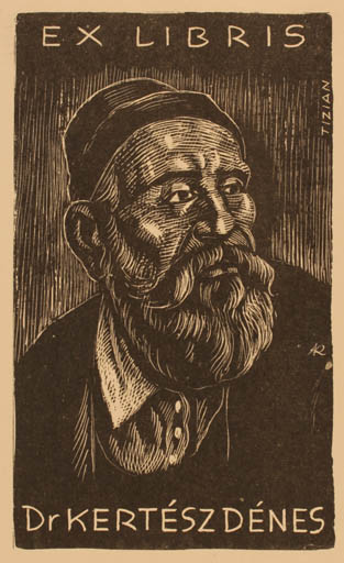 Exlibris by Jenö Kertes-Kollmann from Hungary for Dr. Denes Kertesz - Portrait 