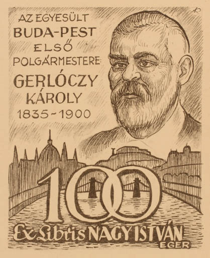 Exlibris by Jenö Kertes-Kollmann from Hungary for Istvan Nagy - City Portrait 