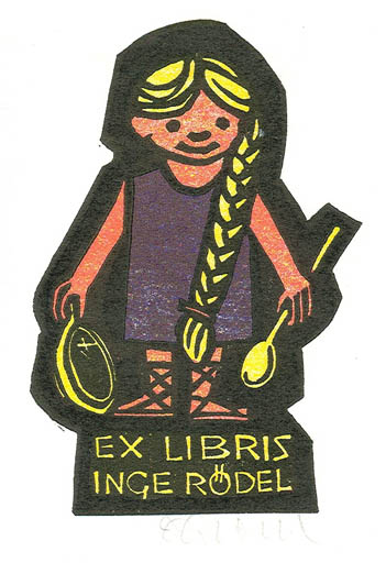 Exlibris by Jürgen Dost from Germany for Inge Rödel - Woman Food 