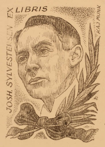 Exlibris by Jenö Kertes-Kollmann from Hungary for Johs. Sylvestersen - Literature Portrait 