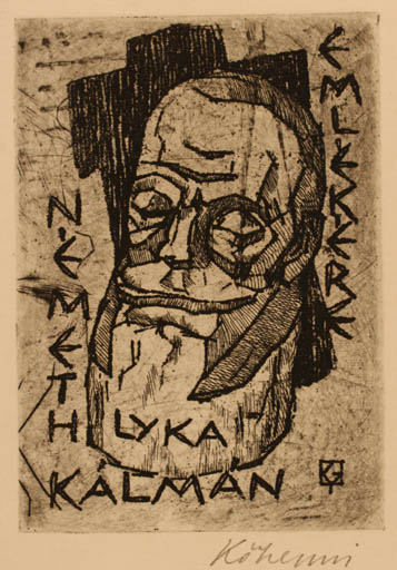 Exlibris by Gyula Köhegyi from Hungary for Lyka Kalman Nemth - Portrait 