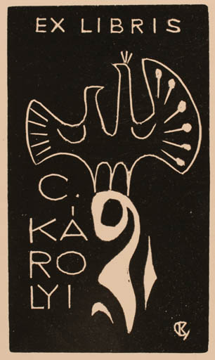 Exlibris by Gyula Köhegyi from Hungary for C. Karolyi - Bird 