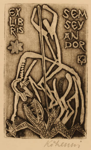 Exlibris by Gyula Köhegyi from Hungary for Dr. Andor Semsey - Religion 