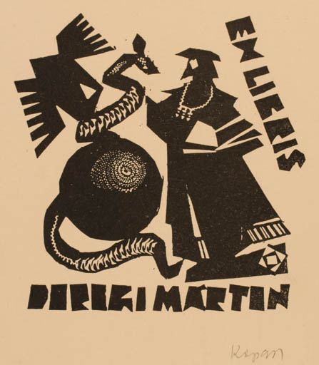 Exlibris by Marta Kopasz from Hungary for Martin Diriki - 