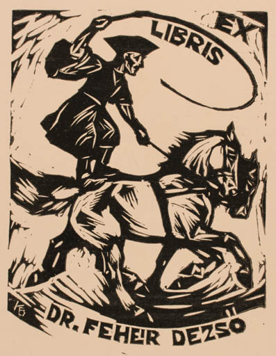 Exlibris by Bèla Korda from Hungary for Dr. Dezsö Feher - Horse Theater/Cirkus 