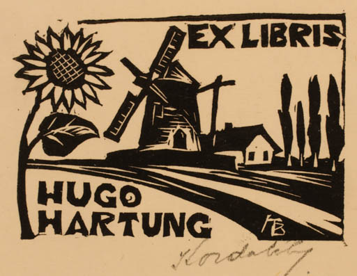 Exlibris by Bèla Korda from Hungary for Hugo Hartung - Scenery/Landscape Mill 