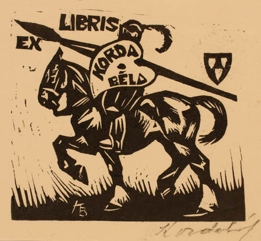 Exlibris by Bèla Korda from Hungary for Bèla Korda - Horse Knight Horseman/Rider 