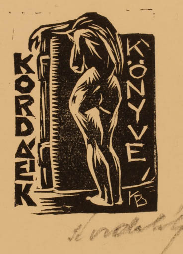 Exlibris by Bèla Korda from Hungary for Eik Korda - Woman Nude 