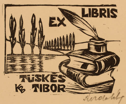 Exlibris by Bèla Korda from Hungary for Tibor Tüskes - Book Scenery/Landscape 