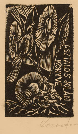 Exlibris by Istvan Kovacs from Hungary for Jolan Asztalos - 