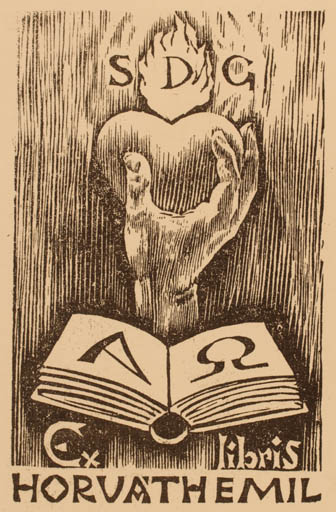Exlibris by H. Mata from Hungary for Emil Horvath - Book Hand(s) 