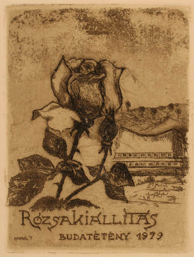 Exlibris by Tibor Moskal from Hungary for Rozsa Kiallitas - Flower 