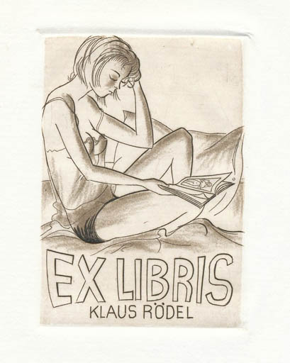 Exlibris by Fritz Kühn from Germany for Klaus Rödel - Woman 