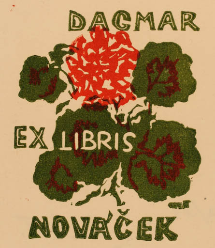 Exlibris by Tibor Moskal from Hungary for Dagmar Novacek - Flower 