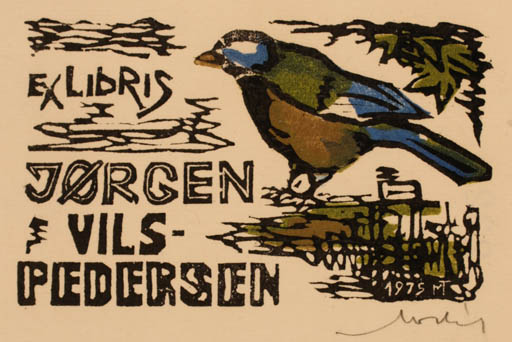 Exlibris by Tibor Moskal from Hungary for Jørgen Vils Pedersen - Bird 