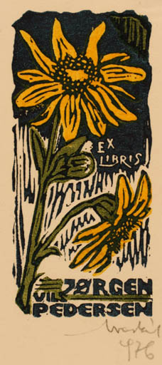 Exlibris by Tibor Moskal from Hungary for Jørgen Vils Pedersen - Flower 