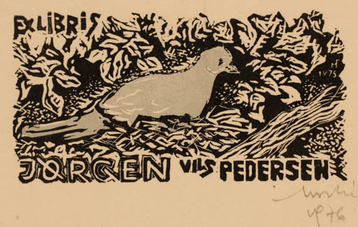 Exlibris by Tibor Moskal from Hungary for Jørgen Vils Pedersen - Bird 