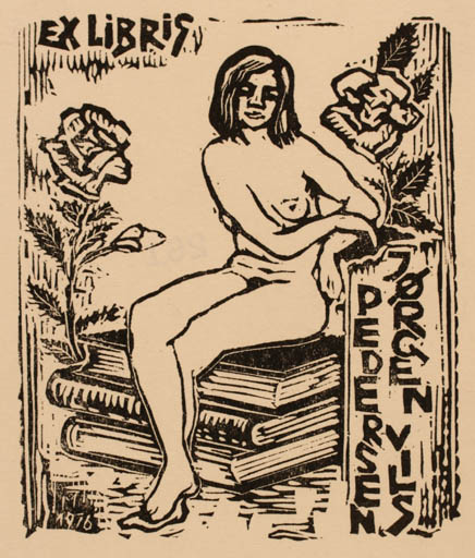 Exlibris by Tibor Moskal from Hungary for Jørgen Vils Pedersen - Book Woman 