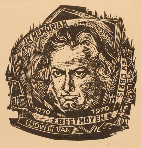 Exlibris by Laszlo Lazar Nagy from Hungary for Ludwig van Beethoven - Music Portrait 