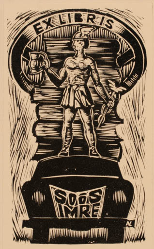 Exlibris by Laszlo Lazar Nagy from Hungary for Dr. Imre Soòs - Car Book Hermes 