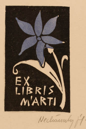 Exlibris by Jozsef Nechanszky from Hungary for ? Marti - Flower 