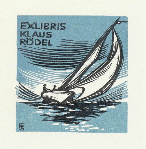 Exlibris by Franz Stummvoll from Austria for Klaus Rödel - Maritime Ship/Boat 