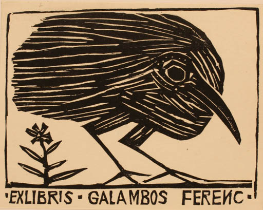 Exlibris by Zoltan Perei from Hungary for Galambos Ferenc - Bird 