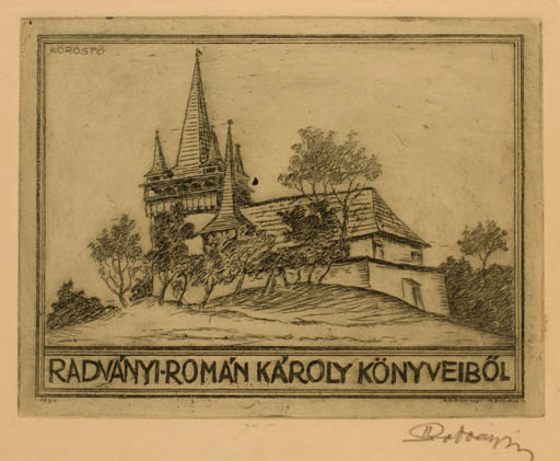 Exlibris by Karoly Radvanyi-Roman from Hungary for Karoly Radvanyi-Roman - Church 