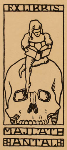 Exlibris by Longino Rafael from Hungary for Antal Majlate - Death 