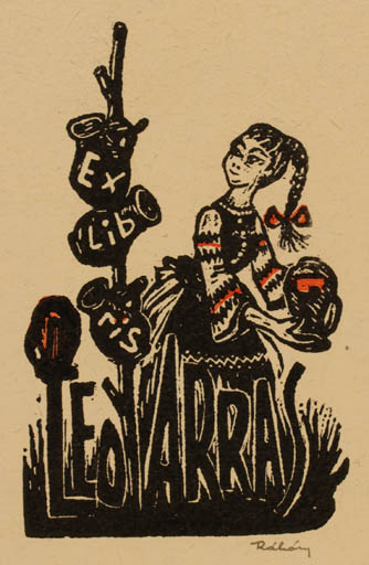 Exlibris by Ferenc Rakoczy from Hungary for Leo Arras - Woman 