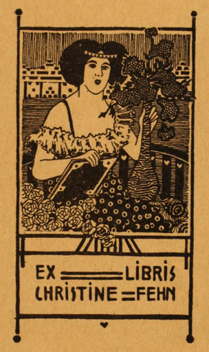 Exlibris by C. de Roznyay from Hungary for Christine Fehn - Jugend Woman 
