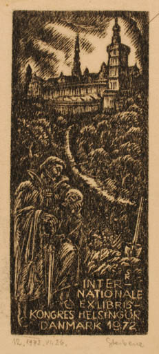 Exlibris by Karoly Sterbenz from Hungary for ? ? - Castle/Palace Exlibris Congress 