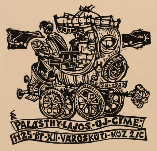 Exlibris by Bèla Stettner from Hungary for Palásthy Lajos - Car 