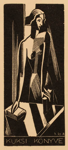 Exlibris by Kalman Gáborjáni Szabo from Hungary for ? Kuksi - Book Woman 