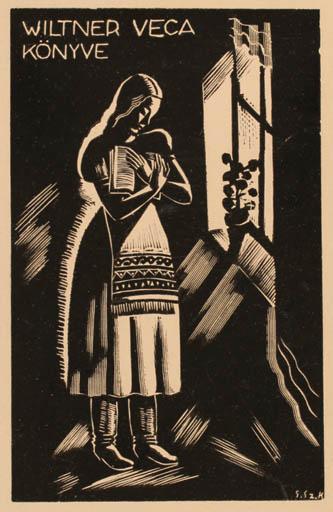 Exlibris by Kalman Gáborjáni Szabo from Hungary for Veca Wiltner - Woman 