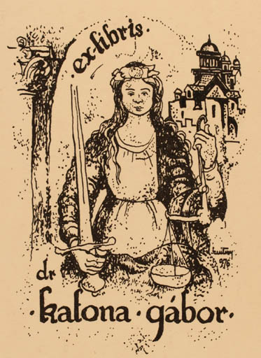 Exlibris by Laszlo Szentessy from Hungary for Dr. Katona Gabòr - Law Woman 