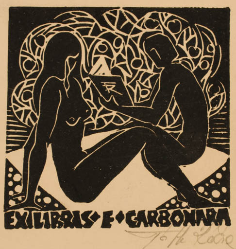 Exlibris by Rozsa Toth from Hungary for Francesco Carbonara - Couple 