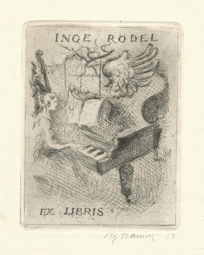 Exlibris by Virgilio Tramontin from Italy for Inge Rödel - Music 