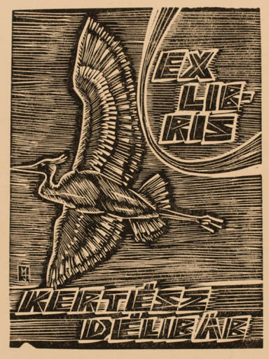 Exlibris by Marian Jozsef Trojan from Hungary for Delibar Kertesz - Fauna Bird 