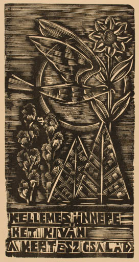 Exlibris by Marian Jozsef Trojan from Hungary for Kiva a Csalad Kertesz - Bird 