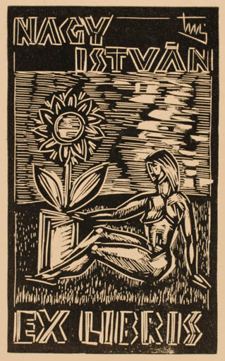 Exlibris by Marian Jozsef Trojan from Hungary for Istvan Nagy - Flower 