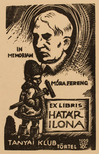 Exlibris by Kàroly Vàroknyi from Hungary for Ilona Hatar - Working Portrait 