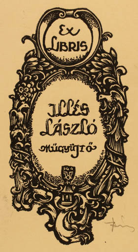 Exlibris by Kàroly Vàroknyi from Hungary for Laszlo Illes - Ornament 