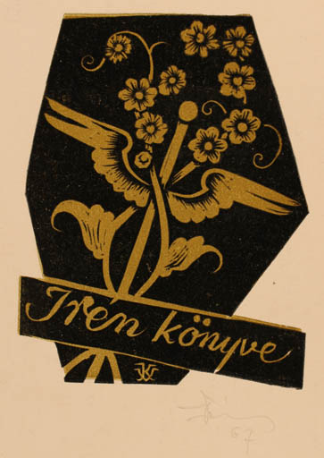 Exlibris by Kàroly Vàroknyi from Hungary for ? Iren - Flower Hermes 