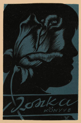 Exlibris by Kàroly Vàroknyi from Hungary for ? Roszka - Flower 