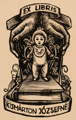 Exlibris by Kàroly Vàroknyi from Hungary for Jòzsenè Kismàrtoni - Child Book Hand(s) 