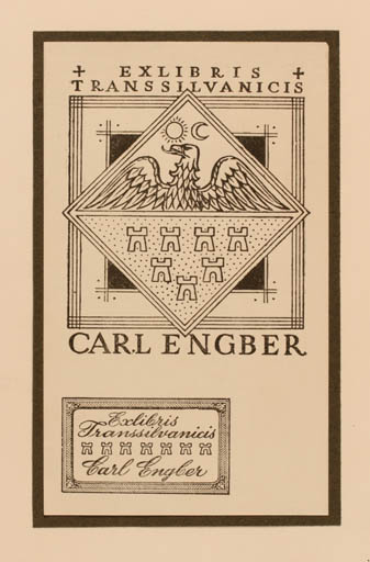 Exlibris by Albert Arz from Romania for Carl Engber - Heraldry 