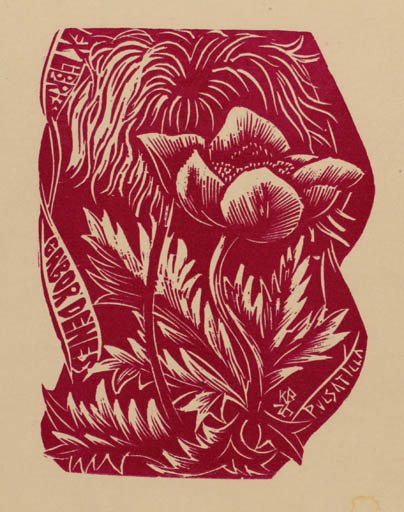 Exlibris by Kosa Balint from Romania for Denes Gabor - Flower 